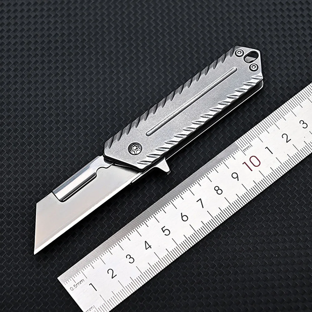 Titanium Alloy Utility Knife Keychain Mini Sliding Blade Knife EDC Small  Box Cutter Portable Replaceable SK5 Blade Pocket Knives