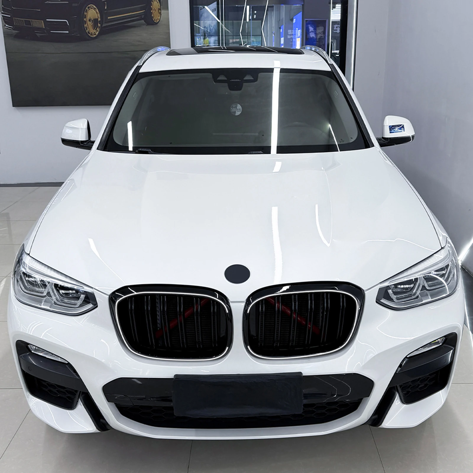 BMW X3 G01 2018-2021 X4 G02 2019-2021 프론트 키드니 그릴 레이싱 그릴 올 블랙 어퍼 범퍼 후드 메쉬 그리드