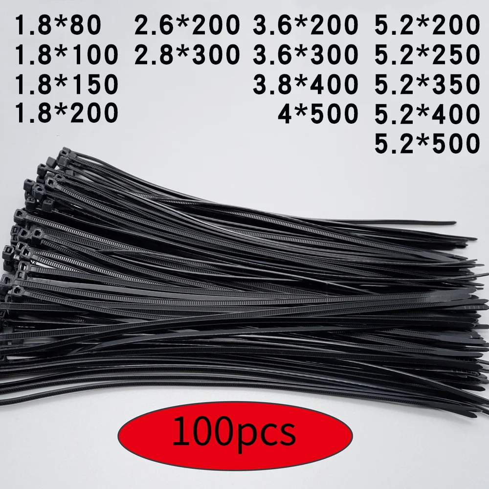 Bridas negras para cables, 100mm x 3,6mm, 250 unidades - AliExpress