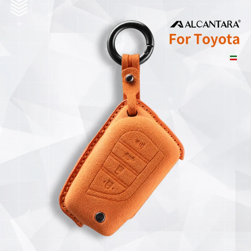 

For Toyota Corolla Camry 70 Prius C-HR Levin Reiz Alcantara Car Key Case Shell Keychain Accessories