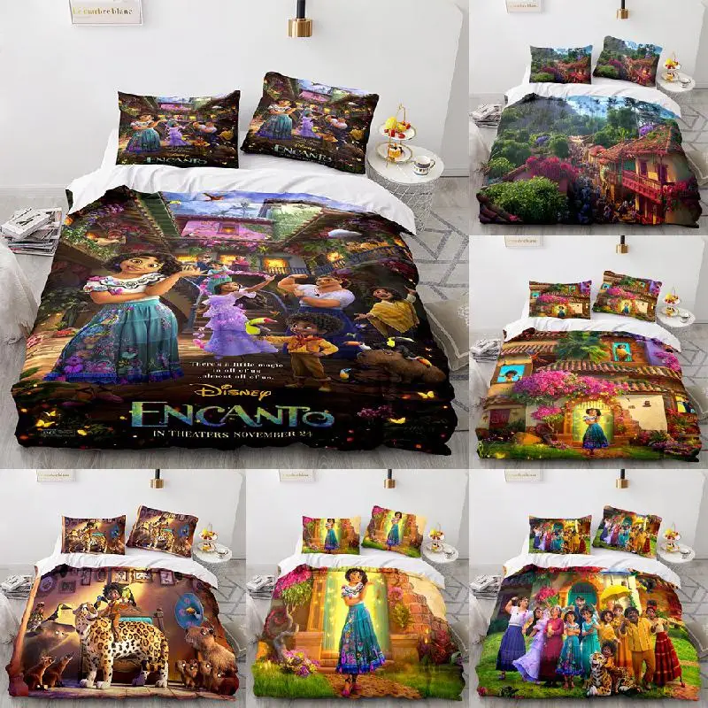 

2022 Disney Encanto Kawaii summer Bedding Set Pillow Case Sheet Cartoon Bed Textile Duvet Cover Single Double Twin For Children