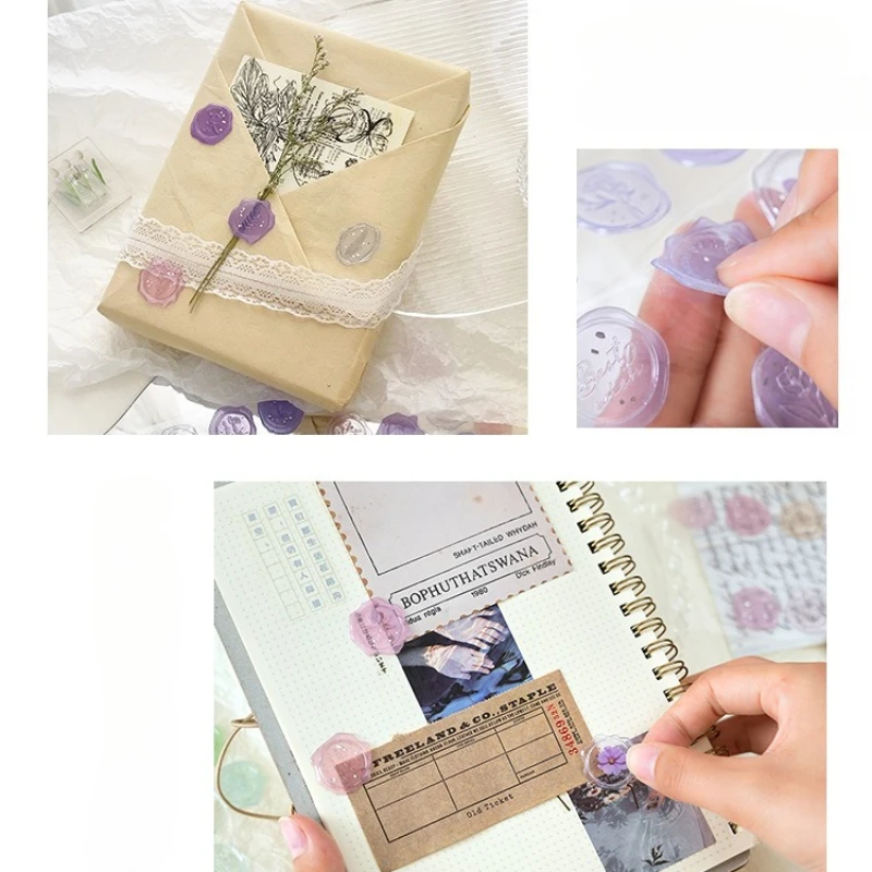 18Pcs Transparent Pre-Made Wax Stickers, Adhesive Wax Seal Stickers Birthday Bridal Shower Party Presents Craft Scrapbook Gift