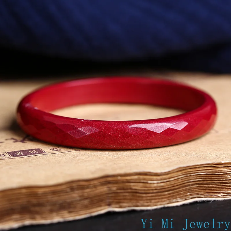 Raw Ore Cinnabar Cut Face Bracelet High Content Purple Gold Cut Face Bracelet Cinnabar Bracelet Women's Nafu Jewelry
