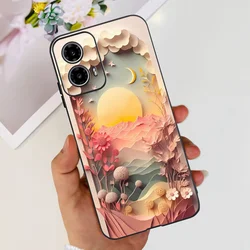 Charming Soft Silicone TPU Back Cover - Lovely Printing Design for Moto G34 (Silver)