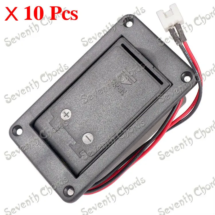 

10 Pcs 9V Battery Boxs/Holder/Case/Compartment Cover for Active Guitar Bass with Metal Contacts Spring &2 Pin Plug & 28cm Cable