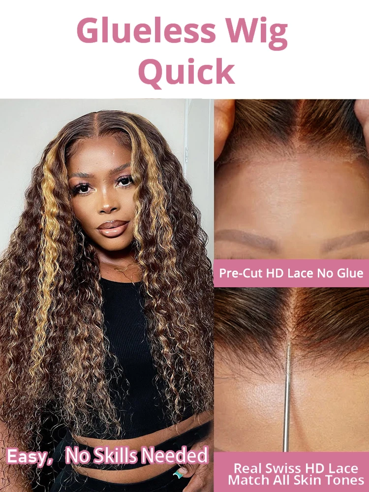 40 Inch 4/27 Ombre Deep Wave Curly Highlight Wig Human Hair Brazilian 7x5 13x4 Glueless Wigs Ready To Wear For Women 250 Density 2