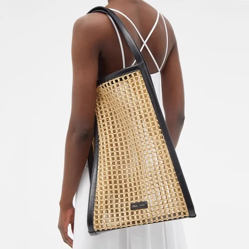 2024 New Niche Designer Style Lafite Grass Woven Shoulder Bag Leisure Vacation Beach Bag Versatile Minimalist Grass Woven Tote