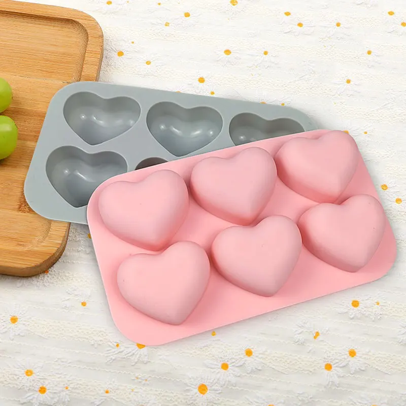 Silicone Soap Molds 6 Cavities Valentine Heart Silicone Soap Mold DIY Love Soap Making Chocolate Baking Candle Mold Gifts Craft Supplies Home Decor