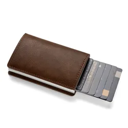Sleek Anti - Theft RFID Leather Cardholder Wallet (Coffee)