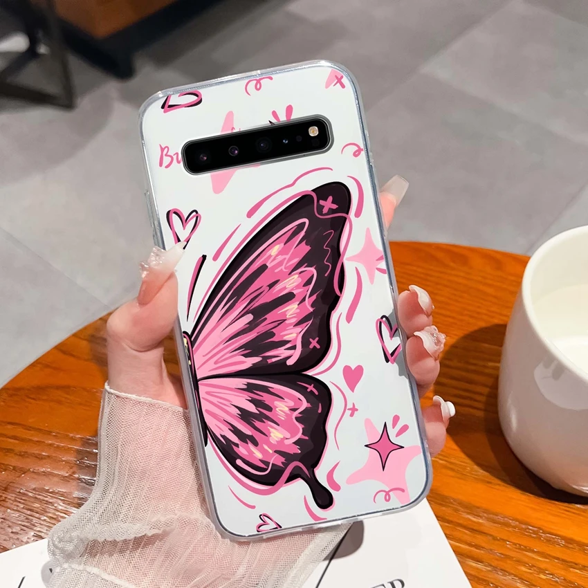 Romantic Rose Pattern Transparent TPU Silicone Anti-Slip Bumper Phone Cover
