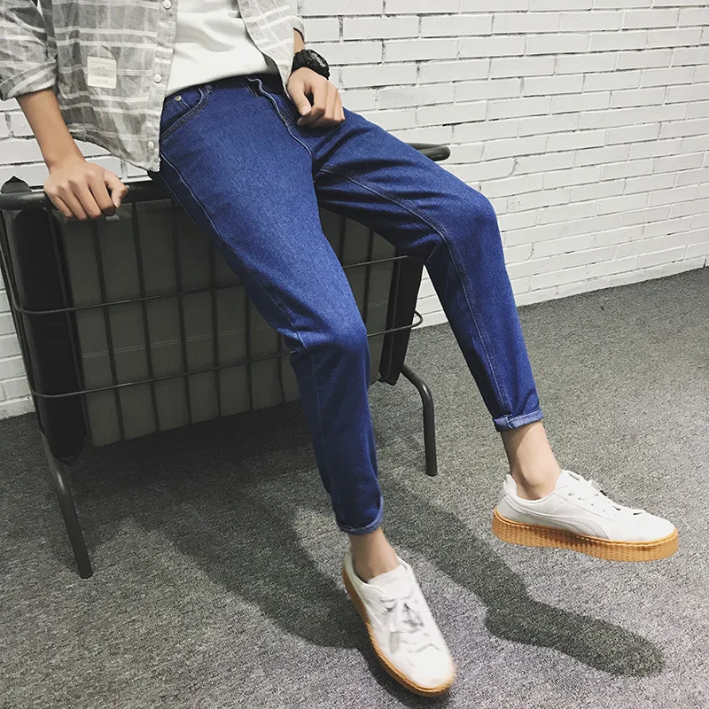 Autumn Boys Light-colored Ankle Length Jeans Men's Manufacturers Wholesale Loose Straight-legged Wide-leg Pants Korean Trousers