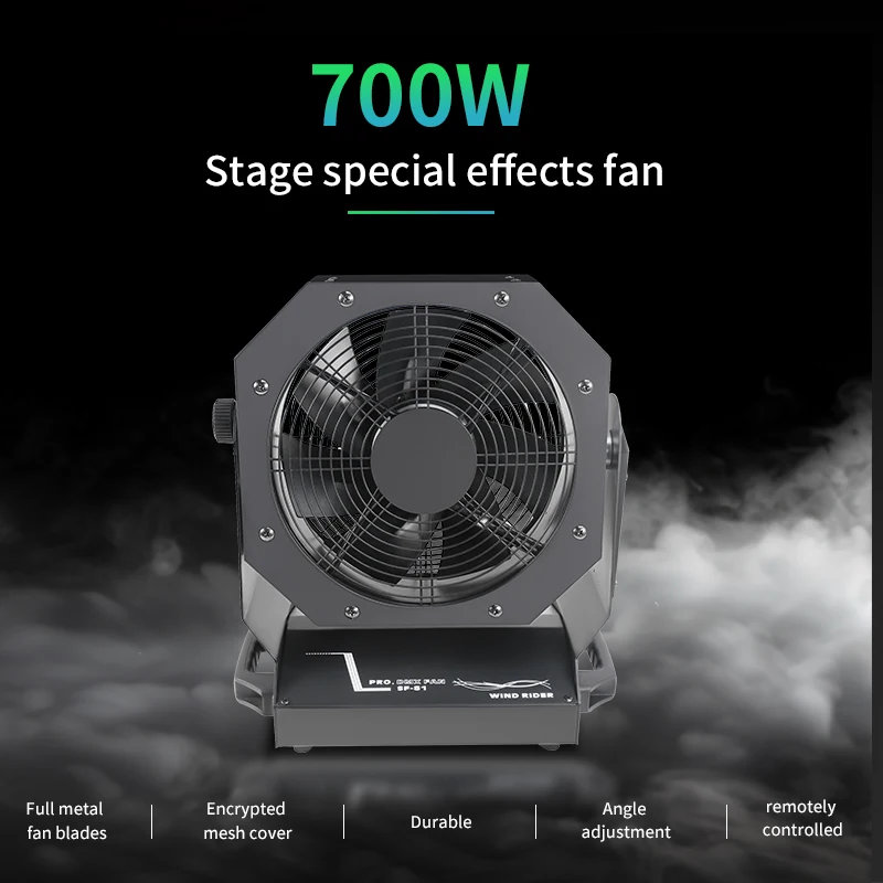 Ventilatore da Palco Professionale 700W con Velocità Variabile e Telecomando, Macchina per Atmosfera da Palco, Attrezzatura per DJ e Discoteca - immagine 6