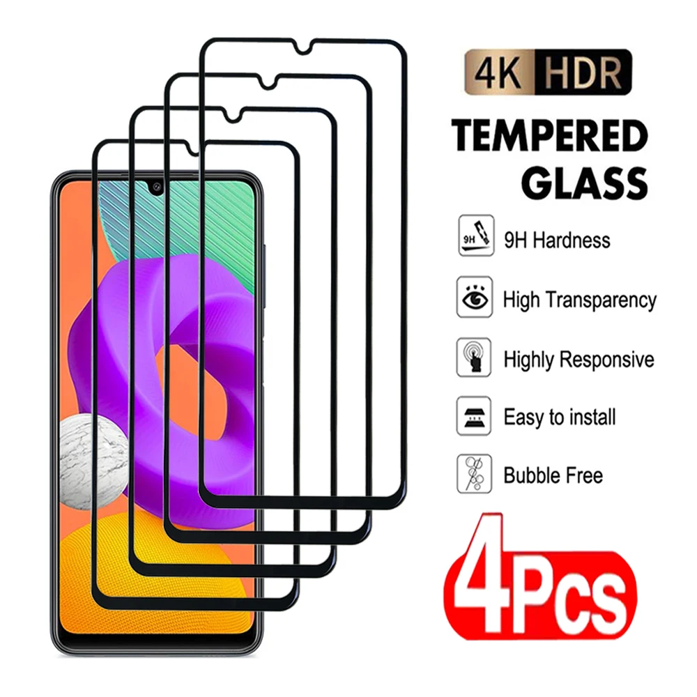 

4Pcs Full Tempered Glass For Samsung Galaxy A72 A52 A42 A32A22 A12 A02 Screen Protector M12 M22 M32 M42 M52 M62 Protective Film