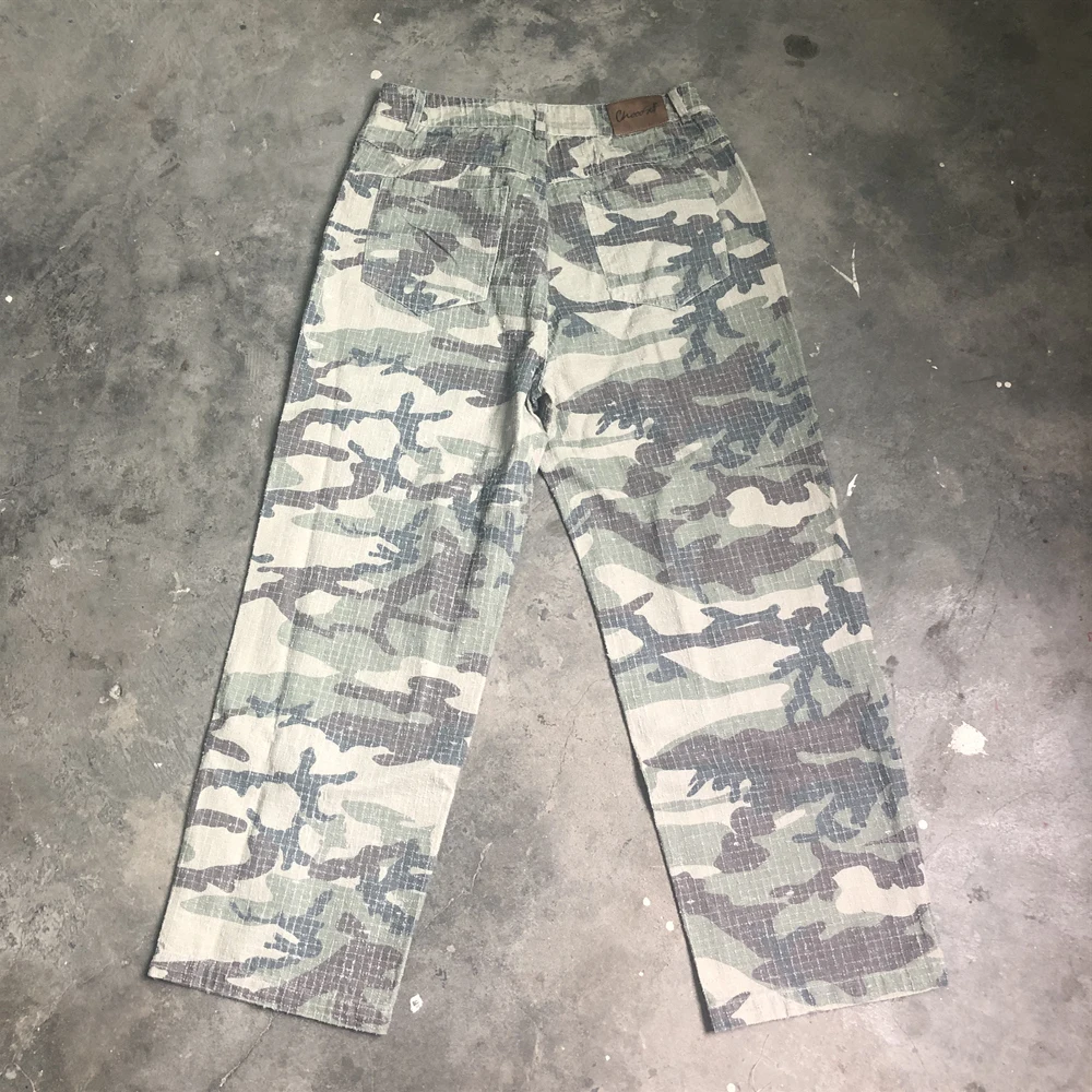 Frog Drift Fashion American Style Streetwear Camouflage Cargo Pants Vintage Clothing Loose Cotton Trousers For Men Unisex