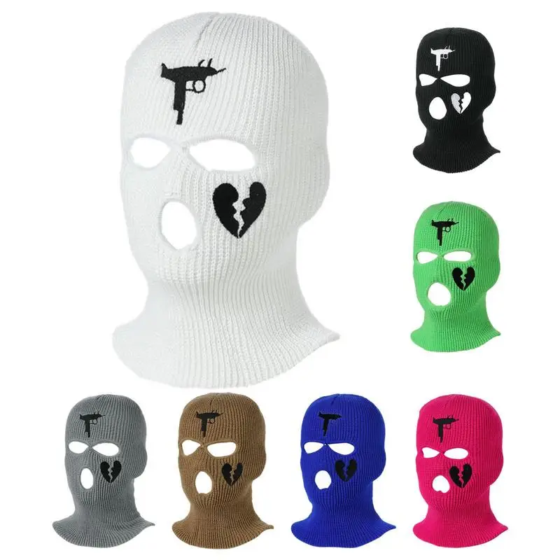 Ski Face Cover 3 Hole Winter Knitted Face Cover Balaclava Full Face Shield Outdoor Sports