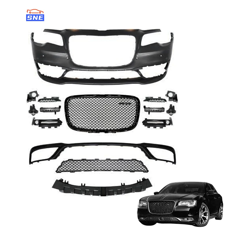 Srt Style Auto Parts Body Kit Wide Front Bumper Lip Car Bumper Body Kit for Chrysler 300C Front with Fog Lamp & DRL 12+