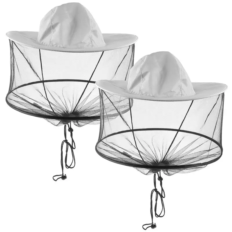2Pcs Bee Keepers Hat With Netting Outdoor foldable sun beekeeping hat mesh shawl anti-bee mask Mask Sun