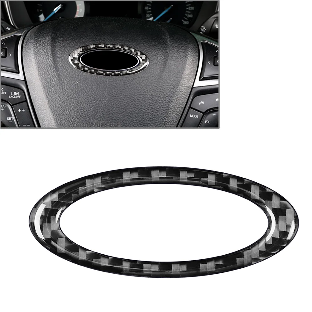 Car Steering Wheel Center Ring Cover Carbon Fiber Decoration Trim For Ford Fusion Mondeo 2013 2014 2015 2016 2017 2018 2019