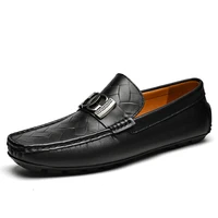 Top-grain Cowhide Men's Shoes, Bean Shoes, Summer Breathable, High-end and Sophisticated Business Casual Leather Shoes