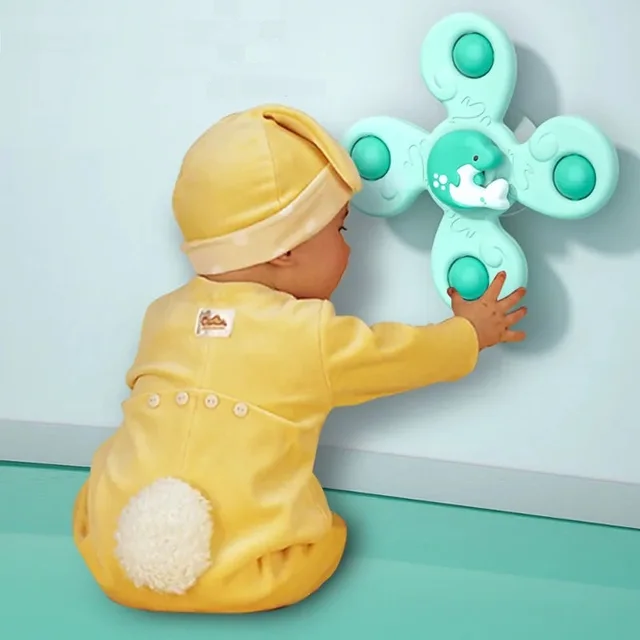 Montessori Baby Bath Toys For Boy Children Bathing Sucker Spinner Suction Cup Toy For Kids Baby Games Rattles Educational Toys 2