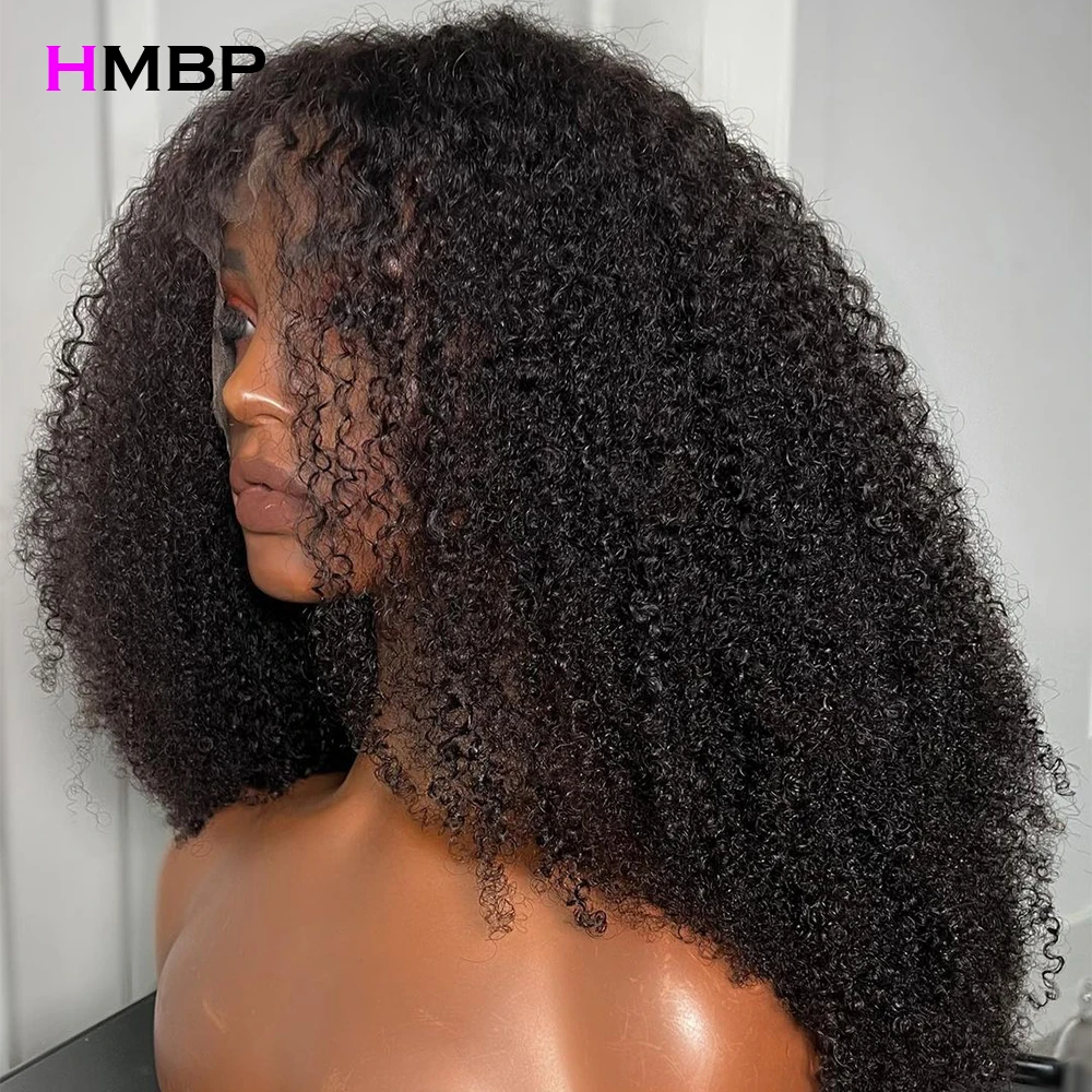 250 Density Afro Kinky Curly 13x6 HD Transparent Lace Frontal Wig Curly Human Hair Wigs For Women 13x4 Lace Front Human Hair Wig