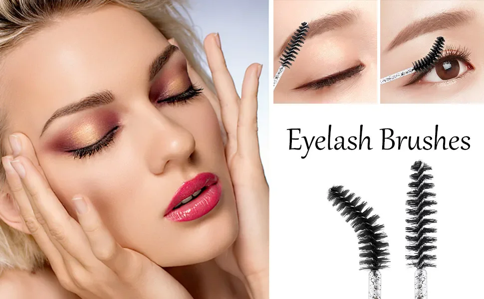 5/50 pcs Crystal Mascara Wands Eyelash Brush Spoolies for Eye Lash Extension Eyebrow and Makeup Crystal Makeup Tools 6