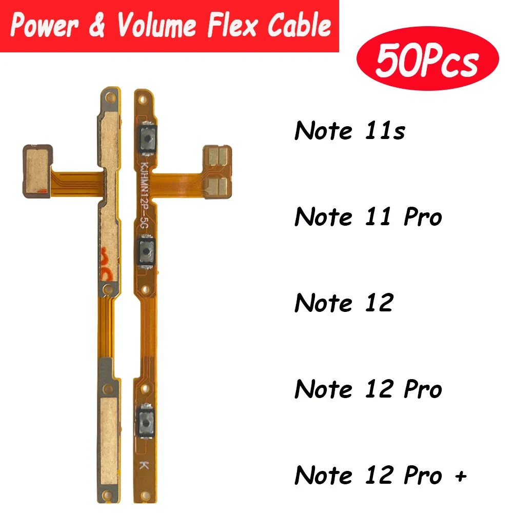 

50Pcs, Volume Button Power Switch On Off Key Ribbon Flex Cable For Xiaomi Redmi Note 12S 11S 12 Pro Plus 5G 4G