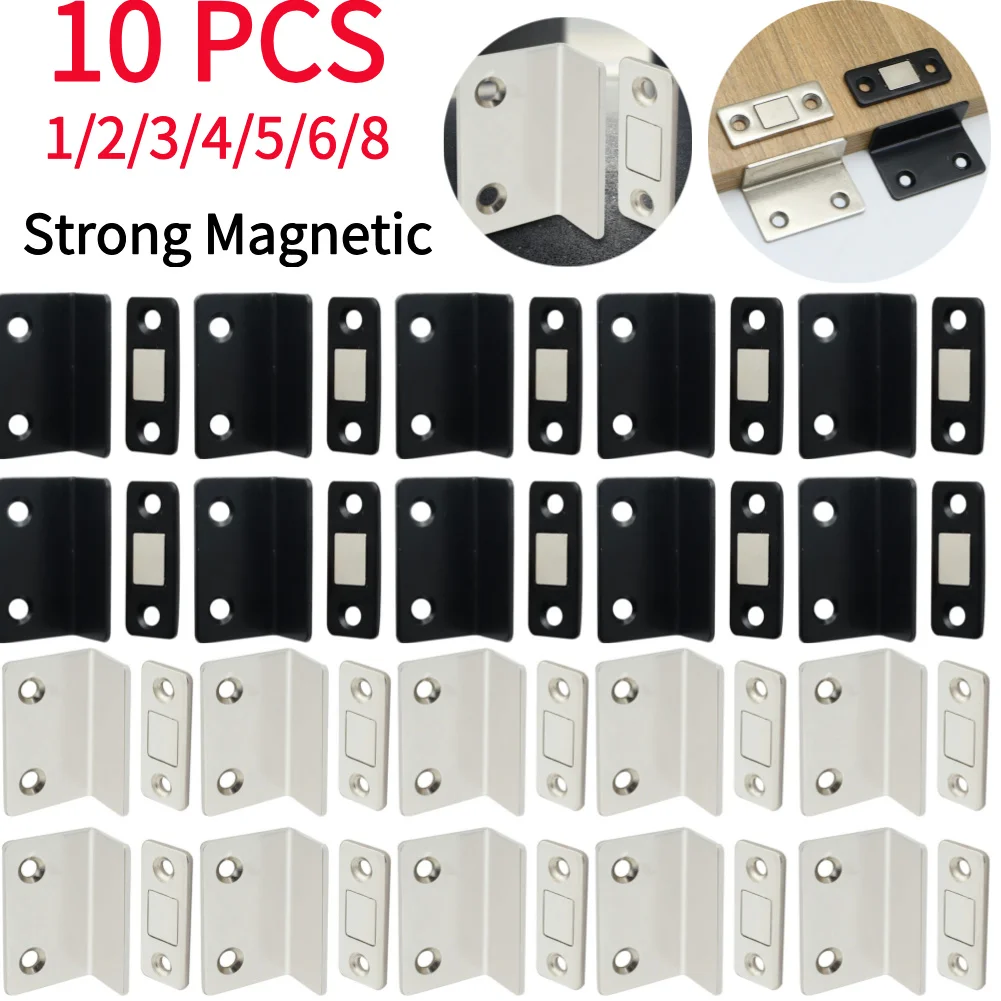 Strong Magnetic Cabinet Catches Punch Free L-Shaped Sliding Door Stop Ultra Thin Invisible Anti Collision Furniture Hardware