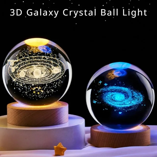 USB LED Night Light Galaxy Crystal Ball Light 3D Planet Moon Light Home Decoration Bedroom Valentine's Day Children's Gift 1