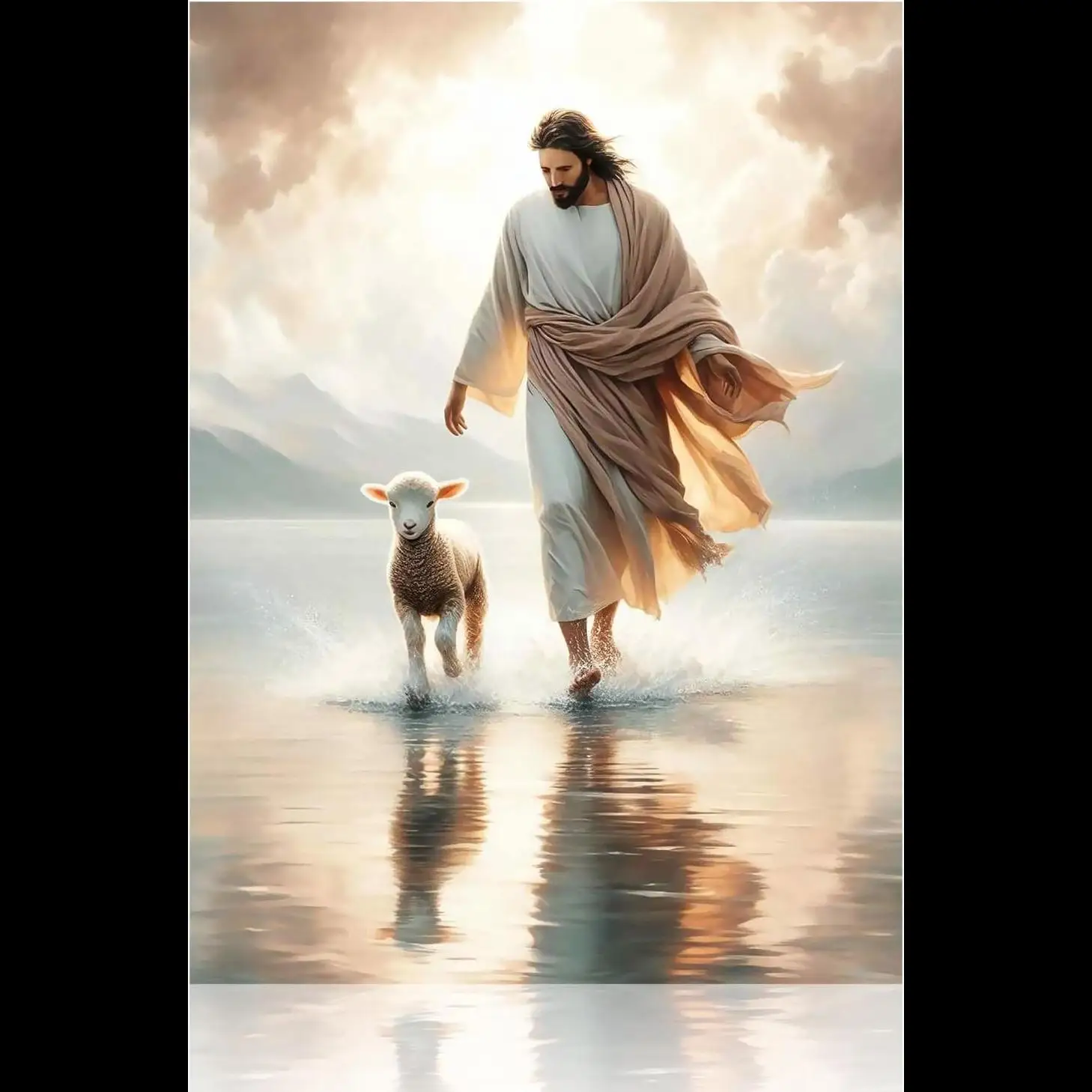 Jesus and Lamb Wall Art 1