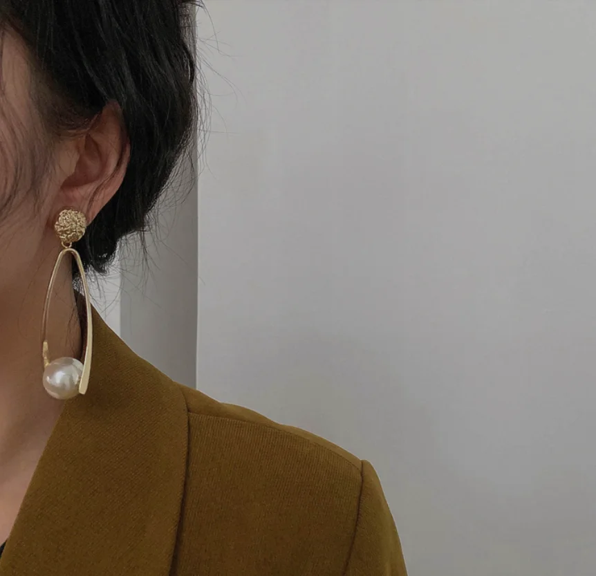 

2022 new trend S925 silver needle pearl long alloy simple design Earrings for women Fashion Jewelry