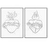 Holy Family Heart Art Print Sacred Heart of Jesus, Immaculate Heart of Joseph Catholic Line Art Wall Decor Poster