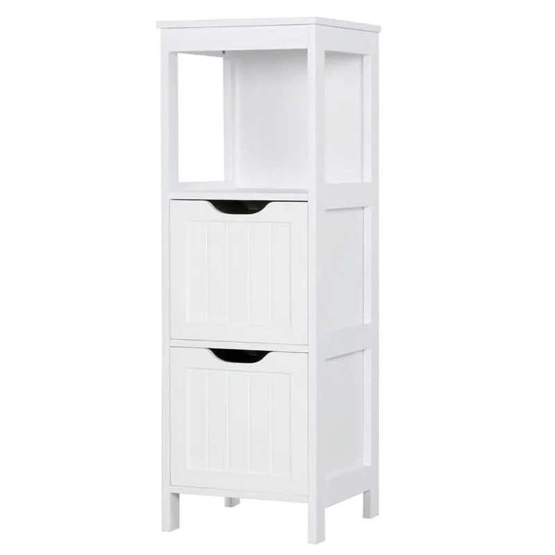 

SMILE MART Adjustable 3 Tiers Bathroom Cabinet Modern Storage Organizer Heavy Duty Vanity Stylish Floor Cabinet, White