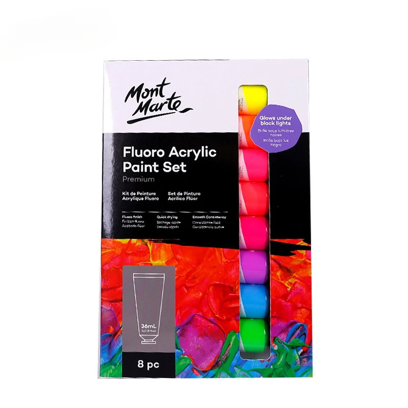 18ml/36ml 8 색 아크릴 안료 세트 낙서 학생 초보자 아티스트 그림을위한 형광 금속 높은 쉐이핑