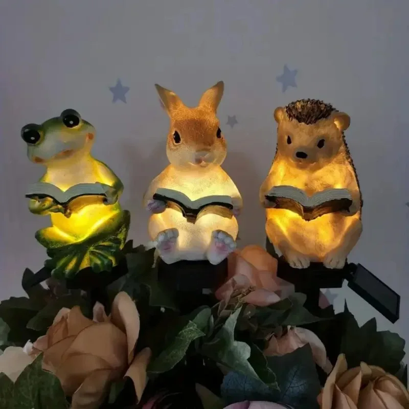 태양광 정원등 레진 토끼 고슴도치 분위기 조성 정원 복도 장식 발광 LED 잔디등 바닥 설치형 램프