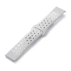 Silicone Sport Hole Watch Band - Universal 22mm/20mm Strap for 22mm watch band (7 silver)