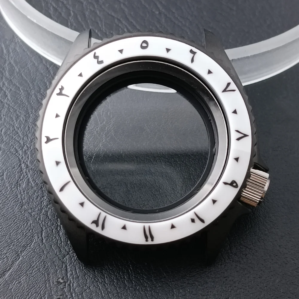 High-Quality 42mm Men's Steel Black Watch Case with Sapphire Glass and 22mm Band