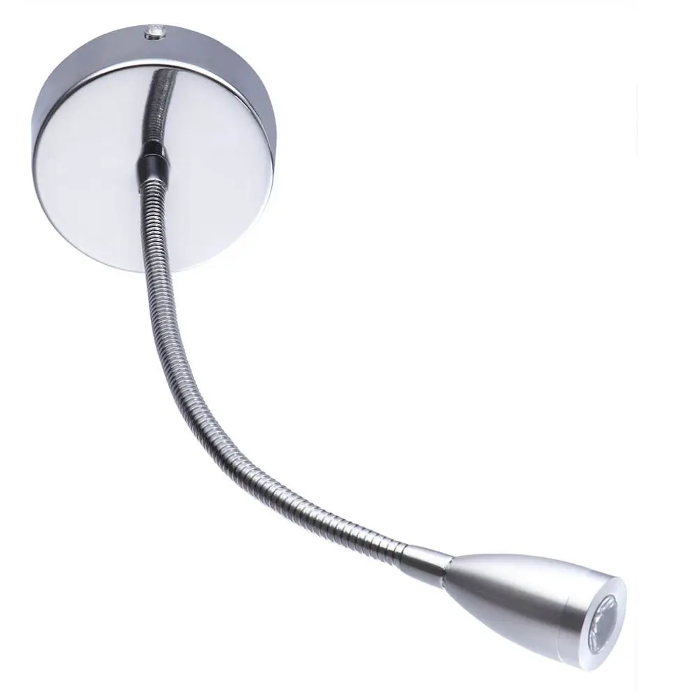 

3W Wall Lmap Sconces Clamp light Bedroom Lamp with line Switch Silver BODY Flexible Gooseneck home bedside reading lights