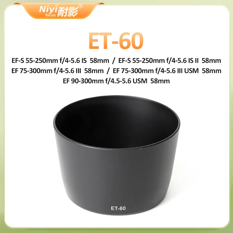 Description Picture 3 of itemEW-73B EW-73C EW-73D EW-78D ES-62II ET-60 ET-64II ET-73B ET-74 ET-83II EW-60CII EW-83F EW-88C ET-60II for Iconic Brand Camera Lens Hood
