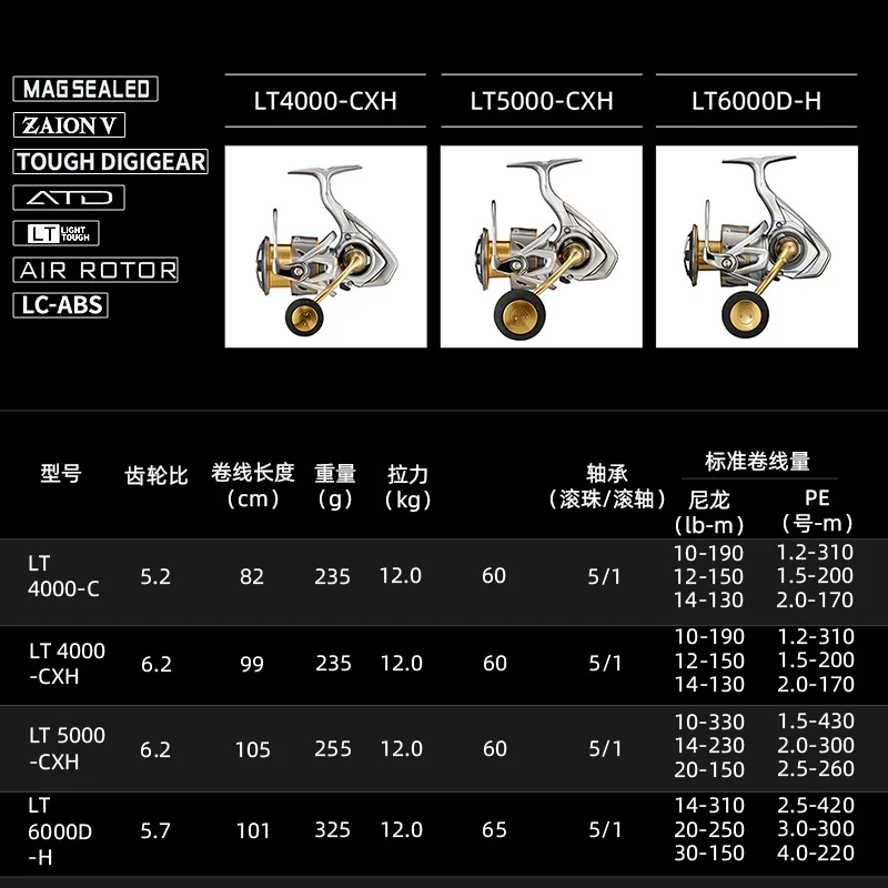 DAIWA FREAMS LT Spining Reel Baitcasting Reel  Max Drag 12KG 5+1BB 2500 3000 4000  Fishing Wheels