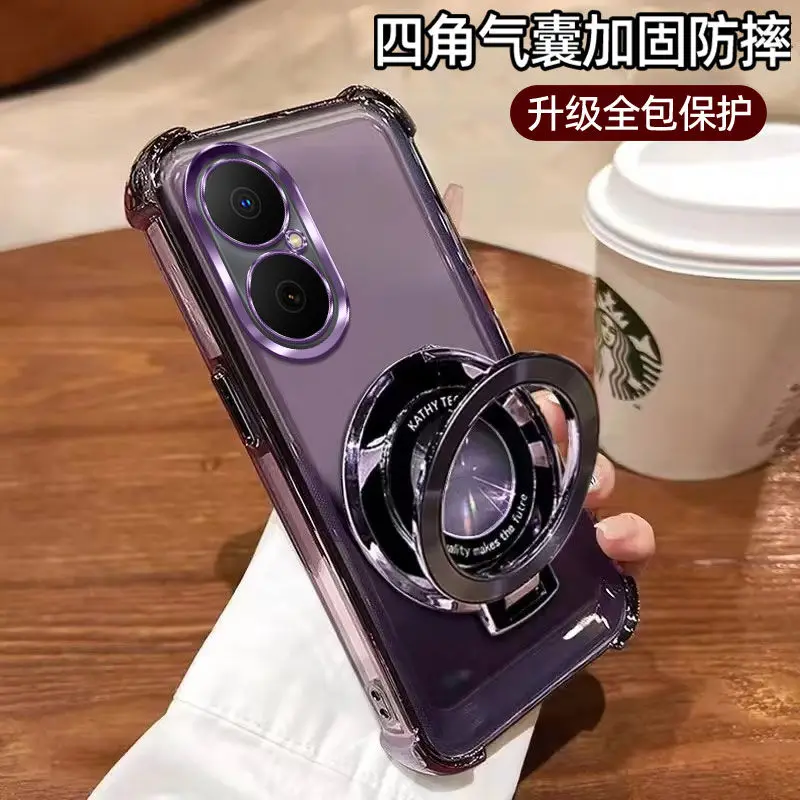 Electroplated Anti-Drop Transparent Bracket TPU Phone Case