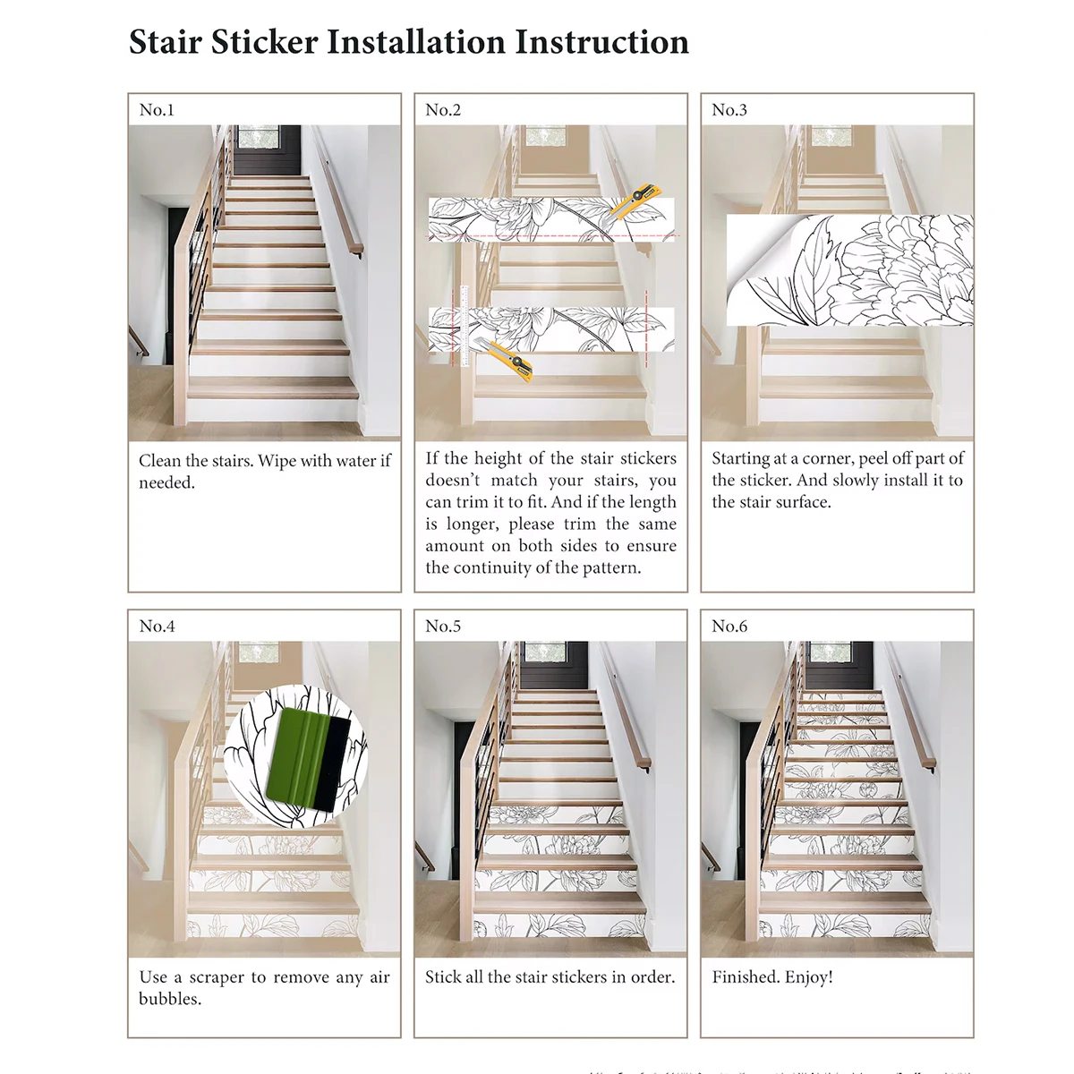 1pcs Vintage Wood Pattern Staircase Decorative Stickers Self-adhesive Removable PVC Decorations