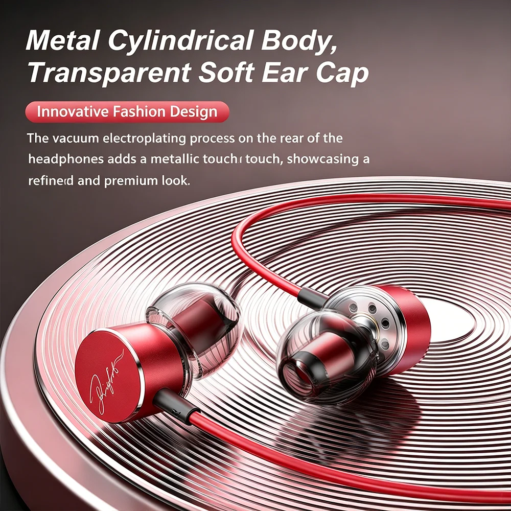 USB-C Wired HiFi Bass Stereo In-Ear Headphones with Microphone