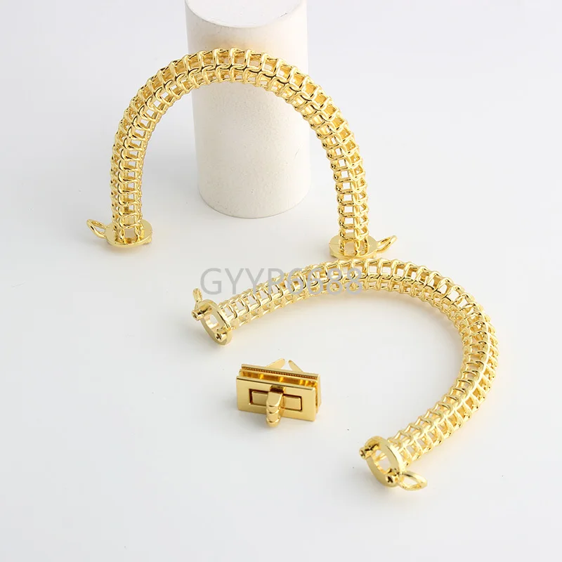 1-2-10Sets K Gold Metal Locks Handles For Women Bags Shoulder Purse Frame Clasps Twist Lock Handbags Replacement DIY Accessories