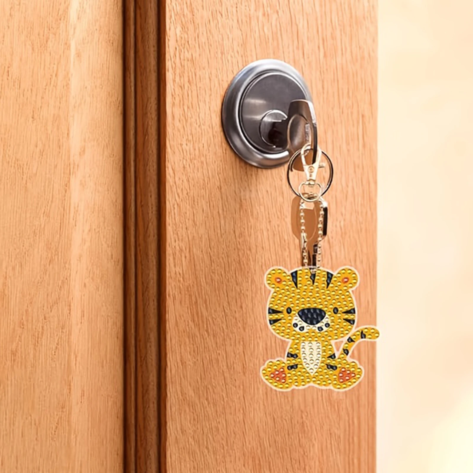 2D Flat DIY Diamond Art Keychains Double Sided Drill Small Crystal Painting Keyrings Shiny Rhinestone Keyring Gift for Friends