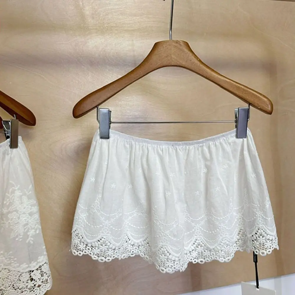 Fashion Korean Style All-match Flower Lace Gauze Skirt Y2k Streetwear Elastic Waist Apron Wrap Skirt Short Bottoming Women