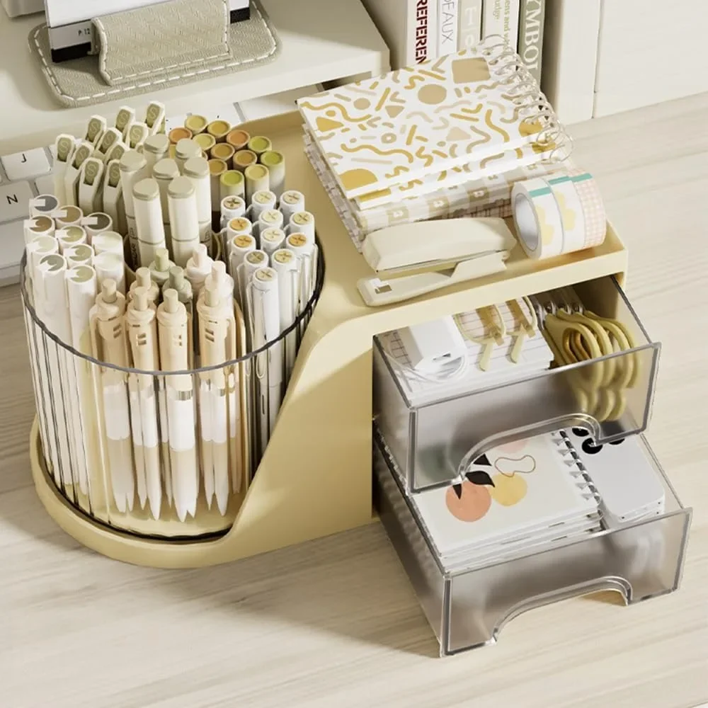 25 360° Rotating Makeup Brush Holder Cosmetic Storage Box Large Capacity Makeup Brush Storage Box Suitable for Bathroom Desktop 4