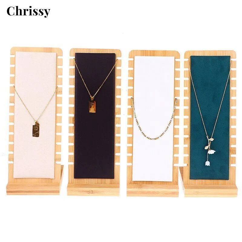 

Bamboo Jewelry Display Stand Storage Necklace Bracelet Display Stand Wood Multiple Necklaces Easel Showcase Display Holder Board