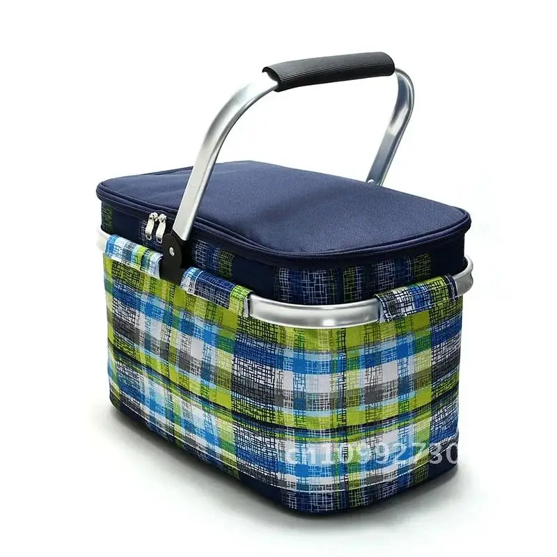 Big Capacity Camping Picnic Bag Portable Hike Gear Folding Waterproof Suitcase Insulated Lunch Cool Storage Basket Food Thermal