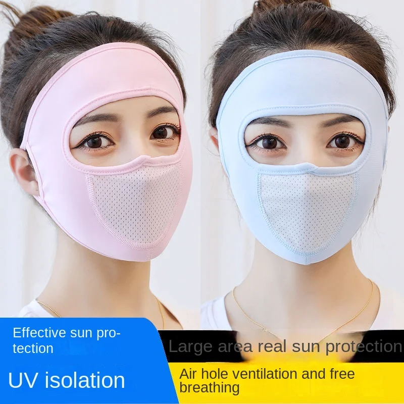Summer Ice Silk Sunscreen Mask Antidust Reusable Mouth Face Cover Full